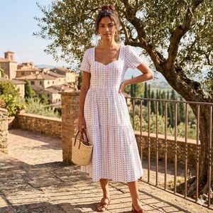 Modcloth Women’s Fabulous Fit and Flare Midi Retro Spring Summer Dress Size 16